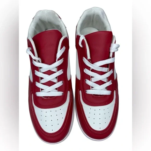 Wild Diva Lounge Red White Lace up Sneakers Retro Casual Size 10
