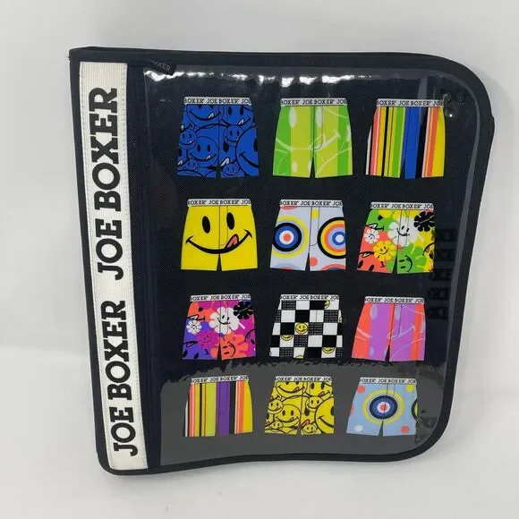 Vtg Joe Boxer Zipper Binder 3 Ring 90s Y2K Smiley Face Boxer‎ Print School Kmart