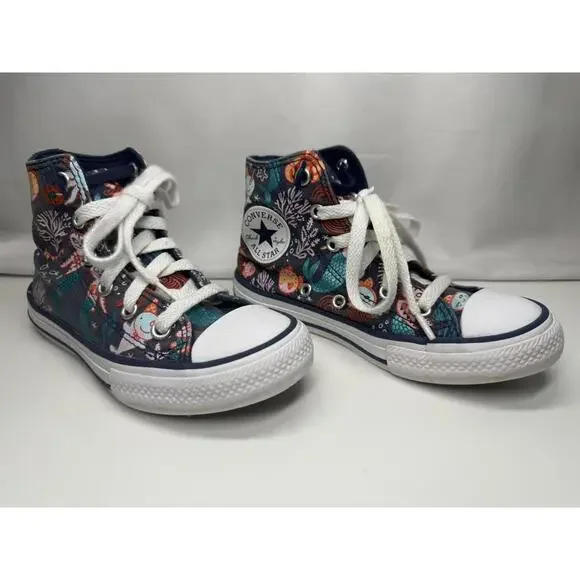 Converse Chuck Taylor All Star‎ Shoes Youth Size 12 High Top Mermaid Print Navy