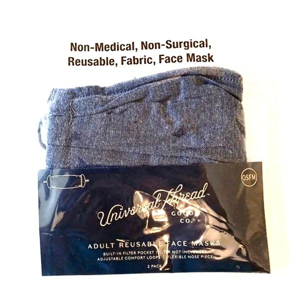 2 Pack Reusable Face Mask Adjustable Adult Blue