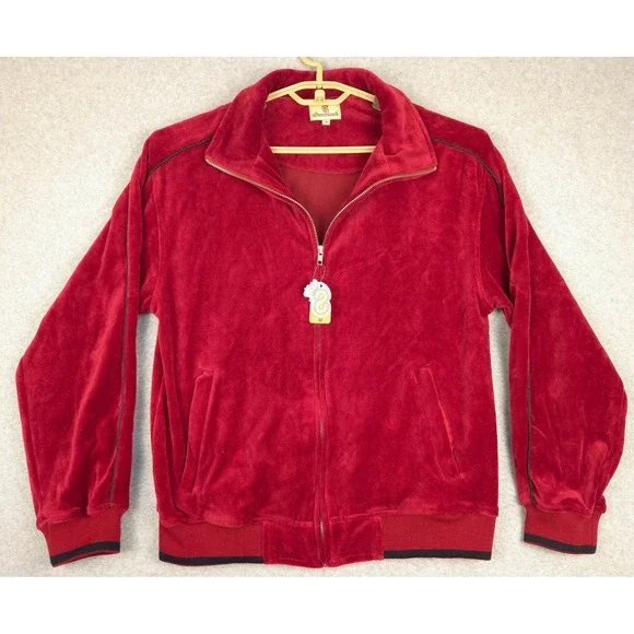 Sweatsedo Red‎ Velour Track Jacket Full Zip Retro Men's Size M