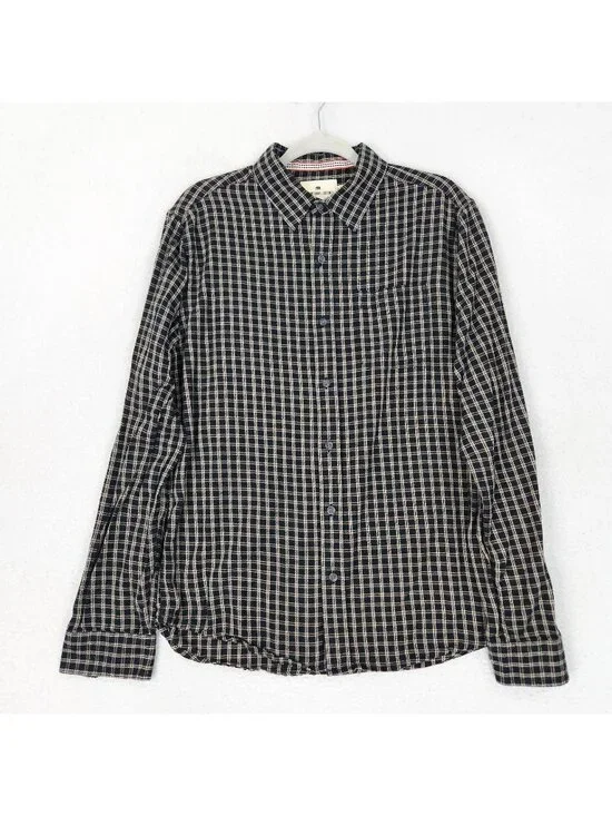 The Normal Brand Shirt Mens Medium Black Nikko Plaid Cotton Button Front Casual