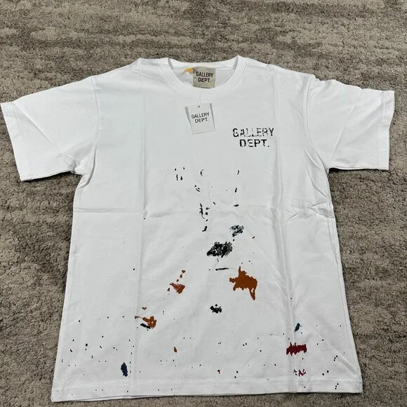 Gallery Dept White Paint Splatter Distressed Tee Mens Large