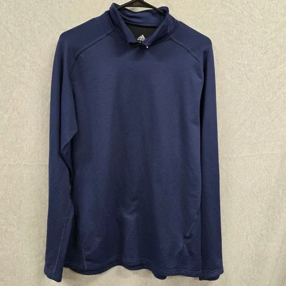 Adidas Climawarm Mens XL Navy Blue Mock Neck Long Sleeve Training Shirt 0420