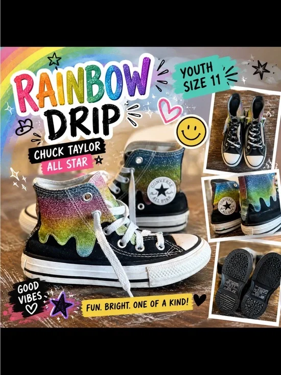 Converse Kids Rainbow Drip Chuck Taylor High-Tops - Youth Size 11