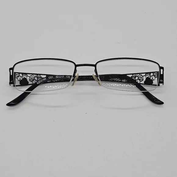 Kenzo black rectangular floral half-rim eyeglasses FOR FRAMES ONLY 52 17 135