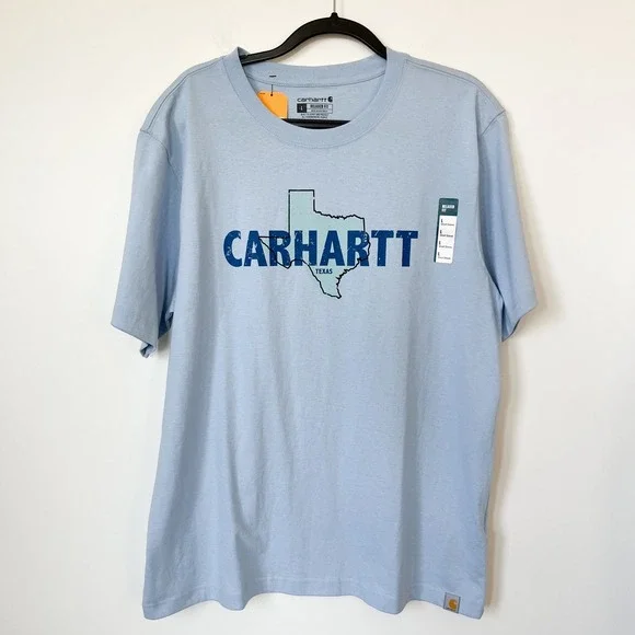 NEW‎ Carhartt Relaxed Fit Heavyweight Short Sleeve Texas T-Shirt Mens Large Blue