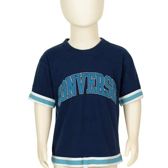 Converse XS Blue Perforated Top Athletic Spellout tee top