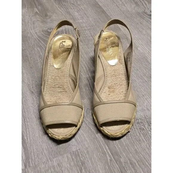 Lauren Ralph Lauren Catrin Women's Slingback Wedge Heel‎ Sandals Shoes Size 7B