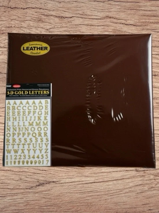12x12” Pioneer Euro Leather Bonded Brown Scrapbook/photo album+gold letters