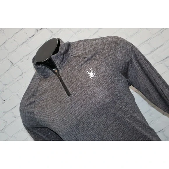 Spyder Pullover Mens Large Gray Workout 1/4 Zip Gym Golf Shirt Polyester