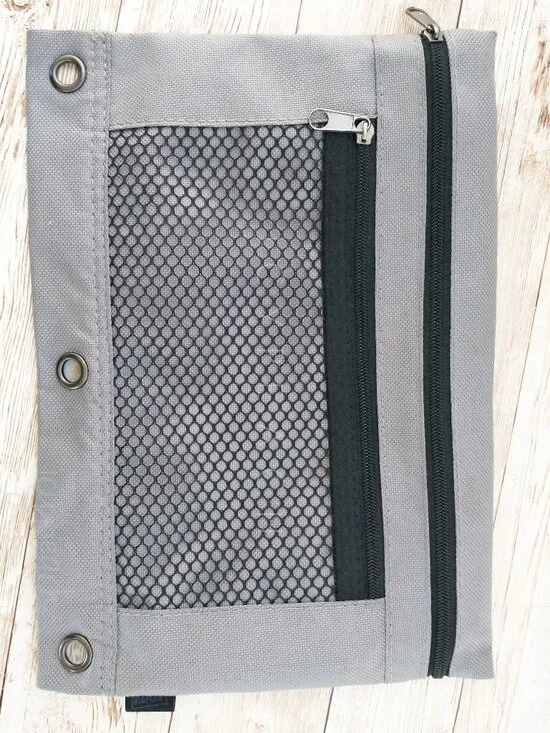 Staples 3-Ring Zipper Pouch Gray Binder Accessory Pencil Case Organizational
