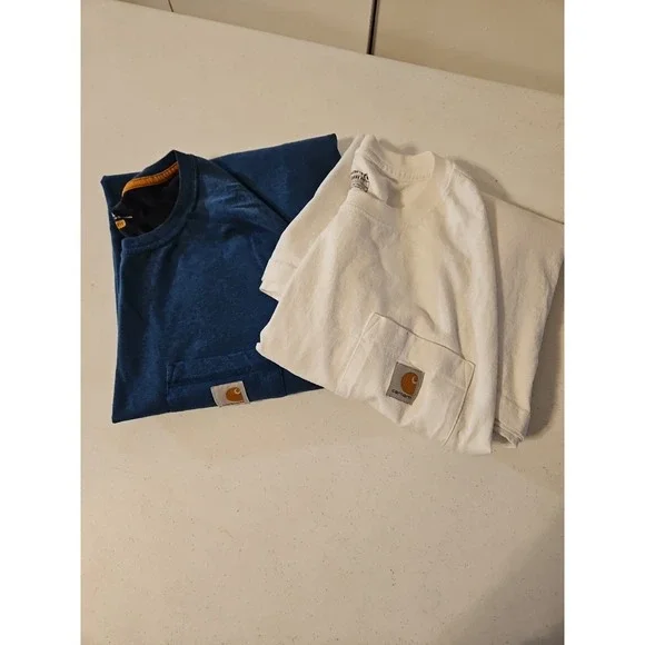 Carhartt Shirt Mens 4XL 1-Blue 1-white Short Sleeve Pocket Tee Work Wear (A1097)