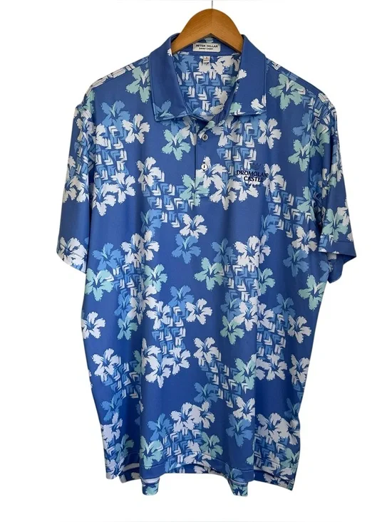 Peter Millar Mens Summer Comfort Floral Golf Polo Shirt Sz Large Short Sleeve