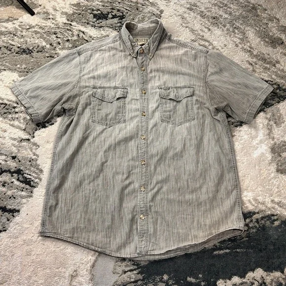 Duluth Shirt Mens Extra Large Tall Gray Heathered Cotton Round Hem Button Down‎