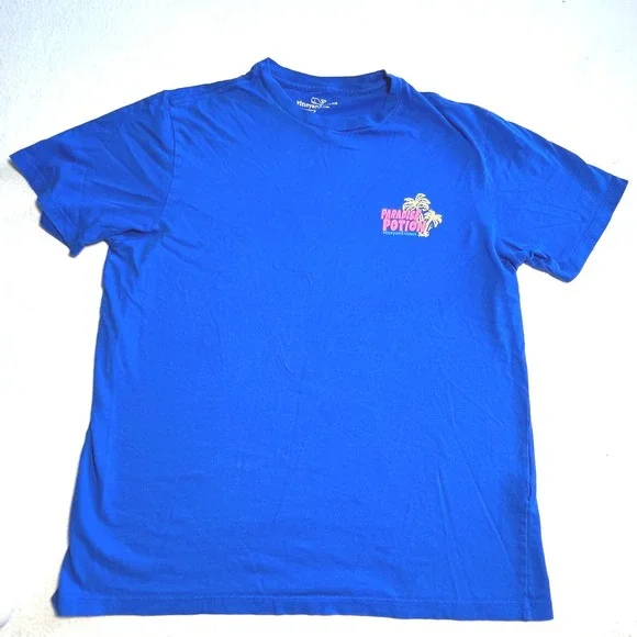 Vineyard Vines Paradise Potion Graphic T Shirt Golf Blue Size S Coastal Tropical