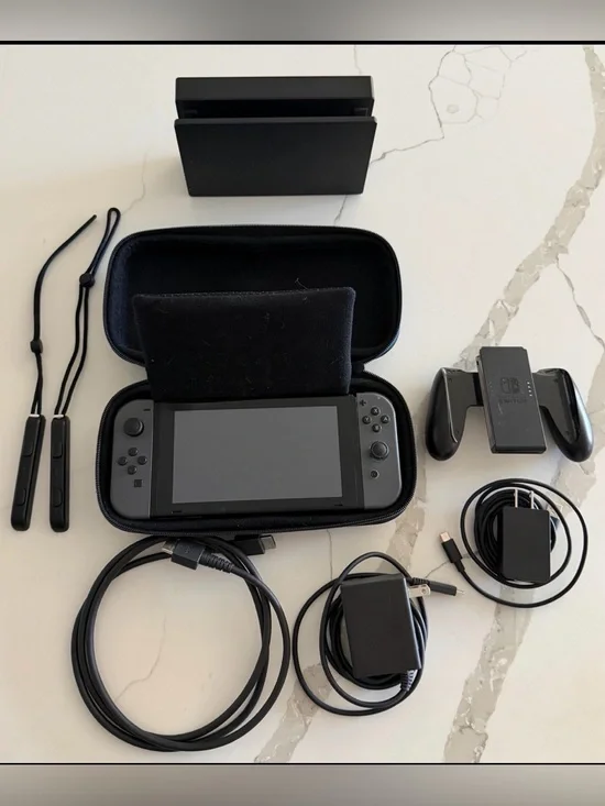 Nintendo Switch Console Gray Joy-Con Bundle w/Dock Case & Accessories