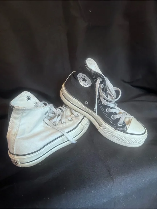 #S-1103 Converse Kids High Top Sneakers in Black and White