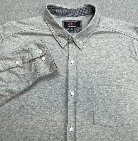 Johnston & Murphy Shirt Mens XXL Heathered Gray Cotton Blend Button Up