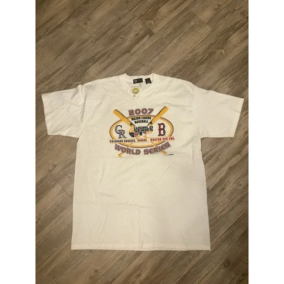 Vintage 2007 World Series Boston Red Sox vs Colorado Rockies T-Shirt‎ White NWT