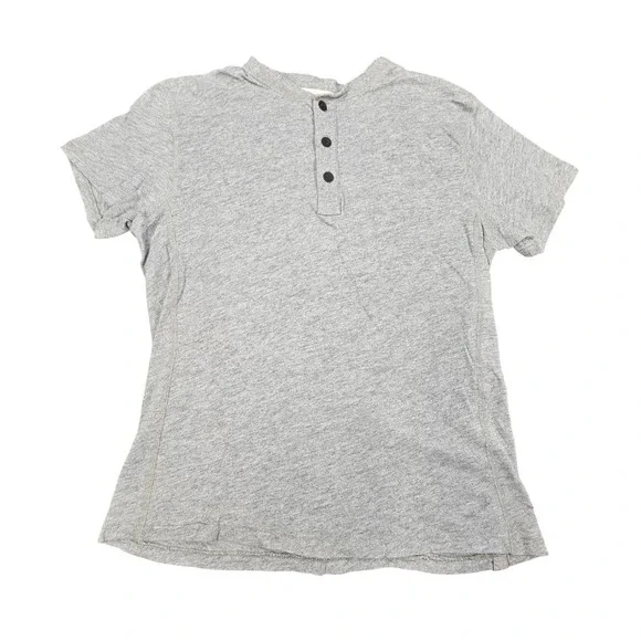 rag & bone Men's Size S Short Sleeve Henley T-Shirt Heather Gray Cotton Slub