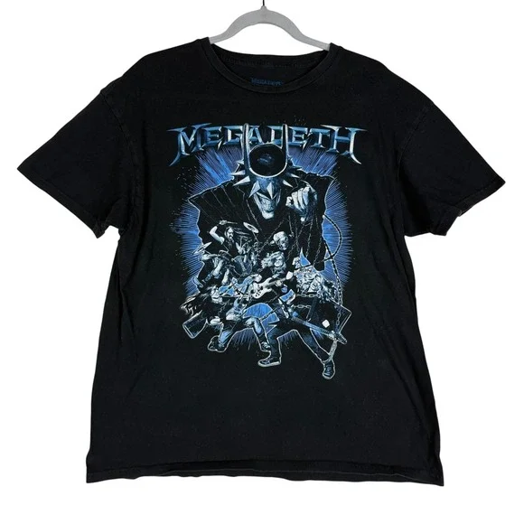 Megadeth Shirt Mens Large Black Dark Nights Death Metal DC Band Graphic Tee