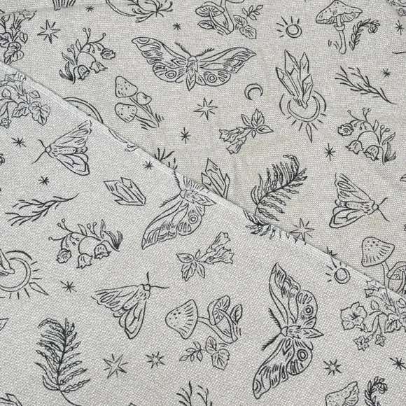 Rachel Zoe Hand Towel Kitchen Beige Moth Mushroom Celestial Botanical Whimsigoth