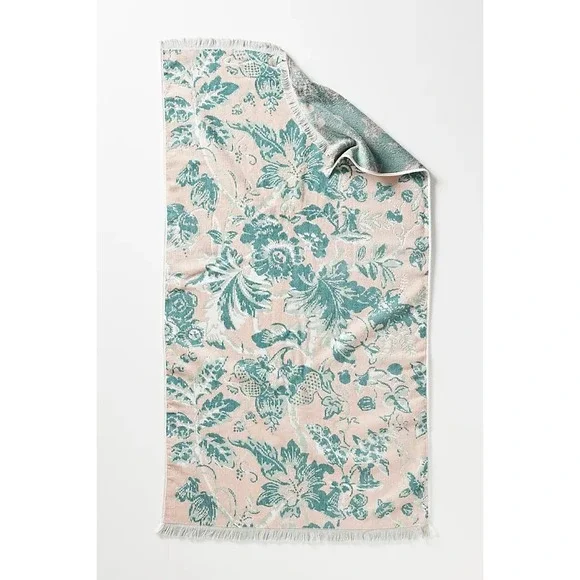 Anthropologie Eugenie Cotton Woven Floral Hand Towel Rose Tyrie‎ Blush NWT 30x16