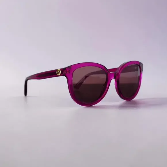 Gucci Fuchsia Pink Acetate 51mm Cat Eye Sunglasses with Logo 100% UV