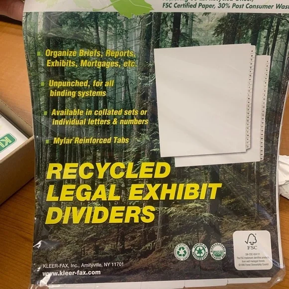 Bottom Tab Legal Exhibit Dividers (set of 10)