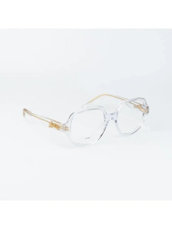 Loewe Women Eyeglasses White Demo Crystal Round LW50049I SLIM 022 NEW AUTHENTIC