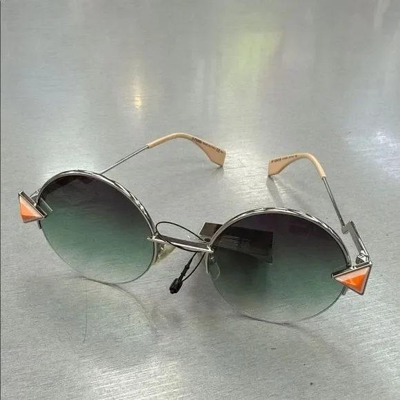 Fendi Silver and Orange Round Sunglasses