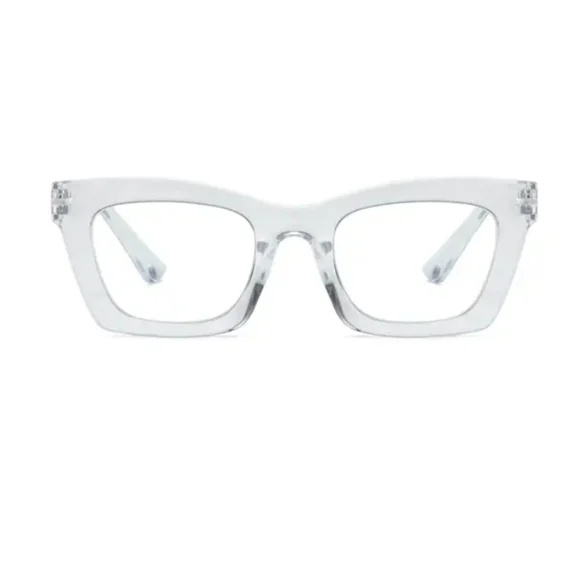 +3.50 Square reading glasses Oprah style Clear frame Blue light blocking readers