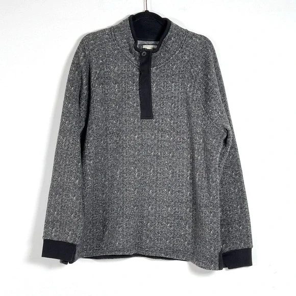 Carbon2Cobalt Herringbone Fleece 1/4 Zip Pullover Sweatshirt Mens Sz XL Gray