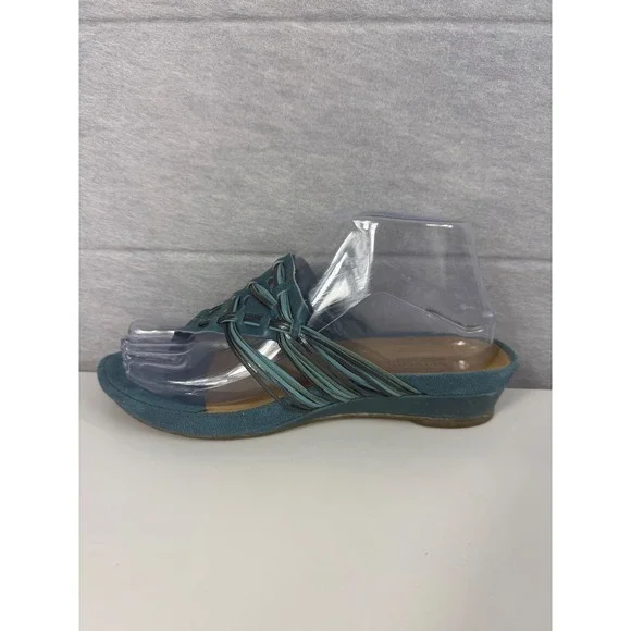 Clarks Artisan Teal Suede Thong Sandals Women Size 7 Boho Slide‎