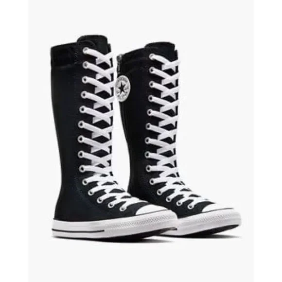Converse Kids Size 2 Shoes NEW Knee High Chuck Taylor All Star XHi Black Zip Up