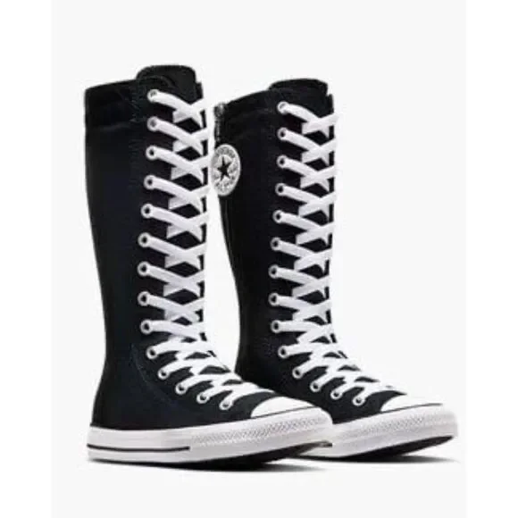 Converse Kids Size 3 Shoes NEW Knee High Chuck Taylor All Star XHi Black Zip Up