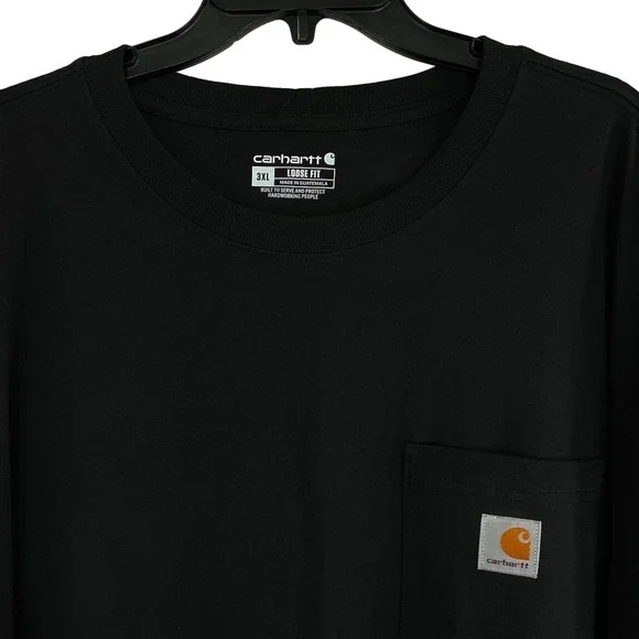 Carhartt Men's 3XL Black Long Sleeve Pocket T-Shirt Loose‎ Fit Heavyweight