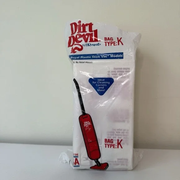 Dirt Devil Type K Vacuum Cleaner Replacement Bags For STICK‎ VAC 9/10 Included
