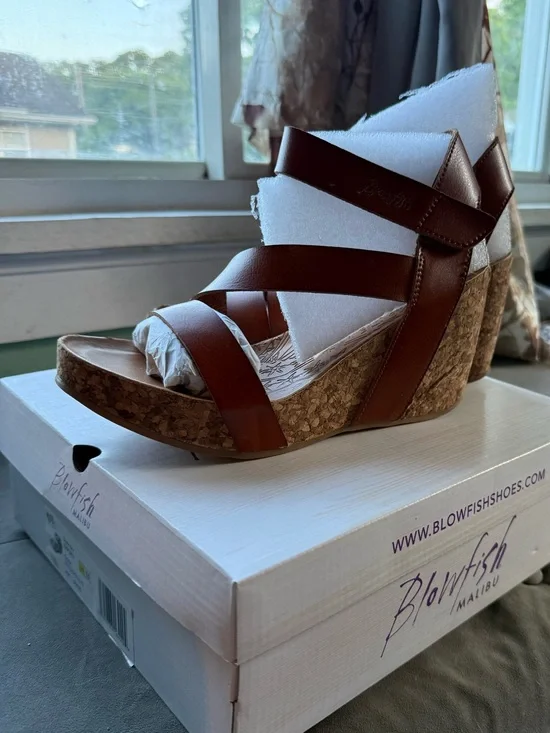 Blowfish Malibu Brown Cork Wedge Sandals