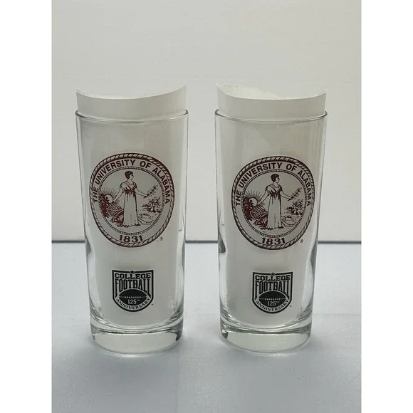 VTG 1994 University of Alabama National Championships Crimson Tide Glasses Set 2