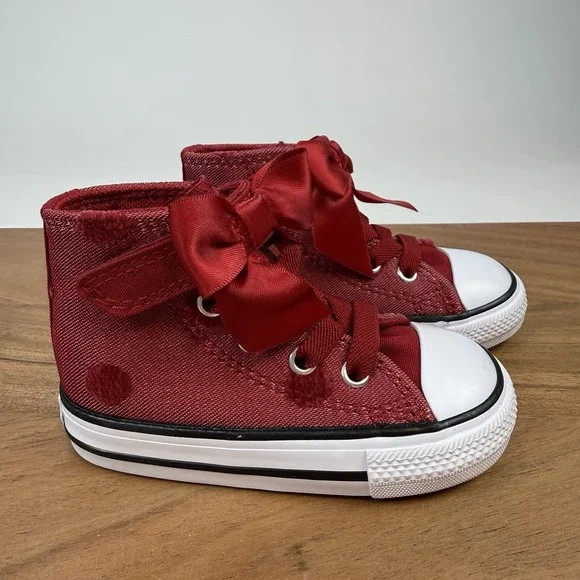 New Little Kids Converse Chuck Taylor All Star 1V High Top Bow Sneakers Size 5 C