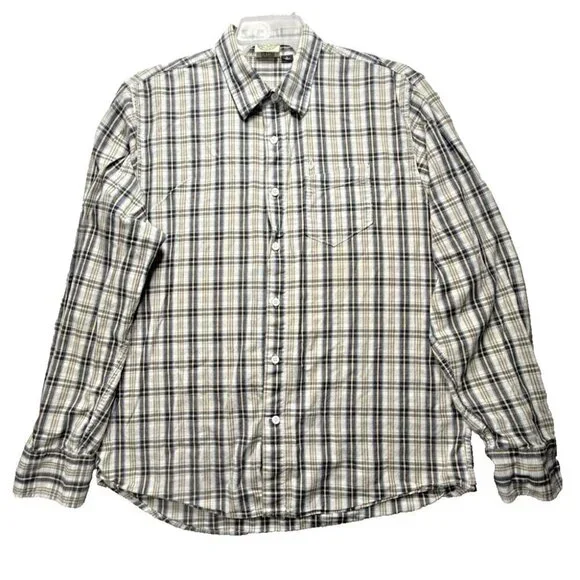 Vtg Volcom Button Up Men Casual Shirt Sz L Multicolor Plaid 100% Organic Cotton