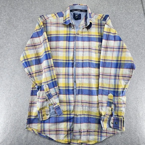 Wrangler‎ 20X Western Shirt Mens Medium Plaid Flip Cuffs Pocket Long Sleeve