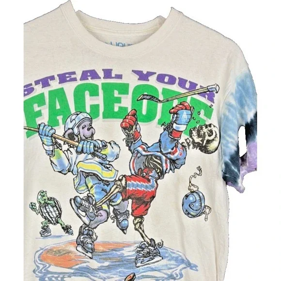Liquid Blue Grateful Dead Steal Your Faceoff Hockey Tie Dye T Shirt M Vintage
