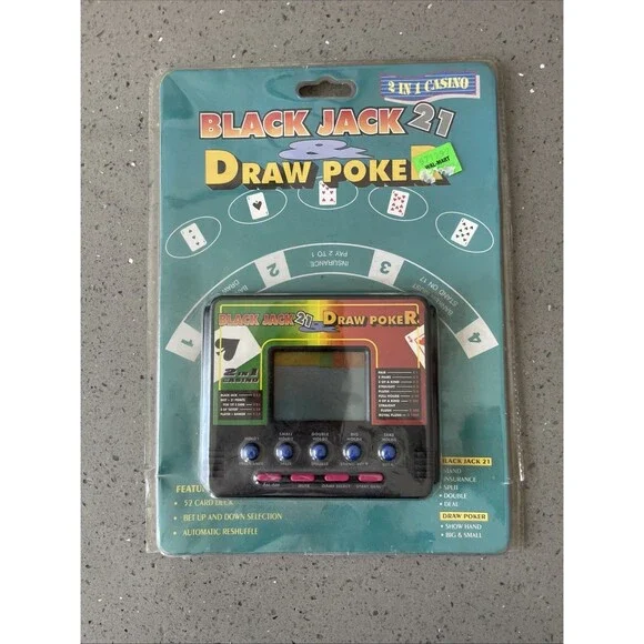 Rare Vintage 90’s Black Jack 21 & Draw Poker Electronic LCD Handheld Game