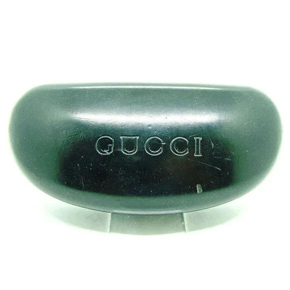Gucci Sunglasses Hard Clam Shell Eye Glasses Case Black Embossed Logo M/L Size