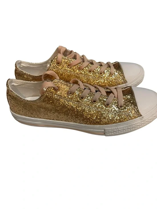 Converse Chuck Taylor All Star Gold Glitter Low Top Sneakers SZ 6 Big Girl