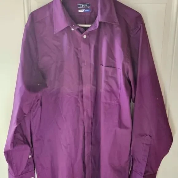 Mens Purple‎ IZOD 16 1/2 34/35 BUTTON DOWN SHIRT