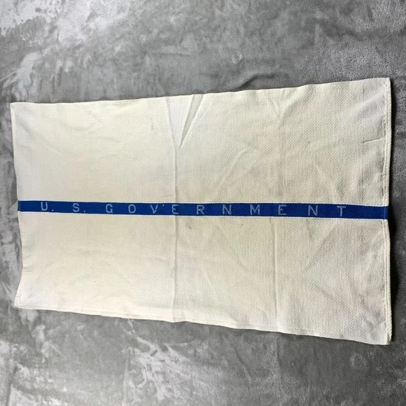 Vintage WWII United States Government Towel Navy Huck Cotton Hand MD USN 40s